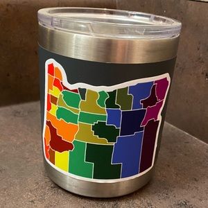 Yeti 10 oz tumbler with lid and oregon sticker